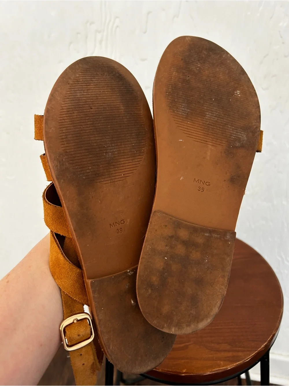 MANGO Suede Strappy Sandals Brown 8/39 Desert Safari Neutral Staple Beach - Picture 5 of 5